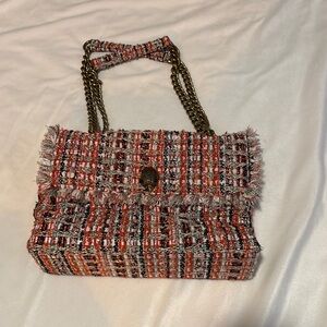 Kurt Geiger Red and Orange Shoulder Bag with Textured Design